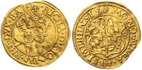 Pfalz-Simmern
Richard, 1569-1598
Dukat 1578, Simmern. Mzm. Andreas Wachsmuth. 3,40 g. sehr schön, Zainende