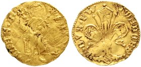 Schlesien-Liegnitz-Brieg
Wenceslaus I. 1346-1364
Goldgulden nach florentiner Typ o.J. 3,52 g. schön, Knickspur, selten