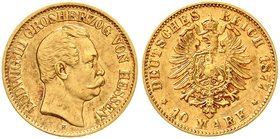 Hessen
Ludwig III., 1848-1877
10 Mark 1877 H. Besseres Jahr. sehr schön, kl. Kratzer