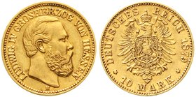Hessen
Ludwig IV., 1877-1892
10 Mark 1879 H. gutes vorzüglich