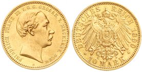 Mecklenburg/-Schwerin
Friedrich Franz III., 1883-1897
10 Mark 1890 A. gutes sehr schön