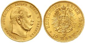Preußen
Wilhelm I., 1861-1888
10 Mark 1874 A fast Stempelglanz