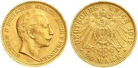 Preußen
Wilhelm II., 1888-1918
20 Mark 1912 J. Hamburg. vorzüglich/Stempelglanz