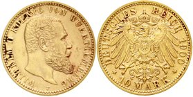 Württemberg
Wilhelm II., 1891-1918
10 Mark 1900 F. vorzüglich