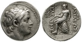 Syria
Königreich der Seleukiden
Tetradrachme 226/222 v.Chr. Diad. Kopf r./ΒΑΣΙΛΕΥΣ ΣΕΛΕΥΚΟΥ. Apollo sitzt l. 17,00 g. sehr schön
