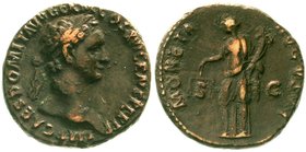 Kaiserzeit
Domitian, 81-96
As 85. Bel. Kopf r./MONETA AVGVSTI SC. Moneta steht l. sehr schön