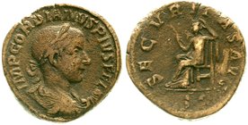 Kaiserzeit
Gordianus III. Pius, 238-244
Sesterz 238/244. Bel. drap. Büste r./SECVRITAS AVG SC. Securitas sitzt l. sehr schön