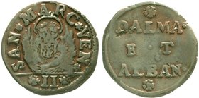 Albanien
unter Venedig
II Gazetta o.J. (18.Jh.). Markuslöwe/3 Zeilen Schrift: DALMA ET ALBAN. sehr schön, Kratzer