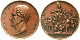 Belgien
Leopold I., 1830-1865
Bronzemedaille 1858 von Jehotte. Auf das Schulfest in Brüssel. 65 mm. Museums Victoria NU 34543. sehr schön, gelocht
