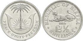 Biafra
Republik, 1968-1969
2 1/2 Shillings Aluminium 1969. Westafrikanischer Waldleopard. prägefrisch