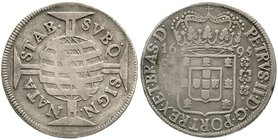Brasilien
Pedro II., 1683-1706
640 Reis 1695. fast sehr schön, leichte Prägeschwäche