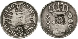 Brasilien
Jose I., 1750-1777
300 Reis 1764 R, Rio de Janeiro mit beiderseits Gegenstempel Wappen von Portugal. schön/sehr schön, Gegenstempel sehr s...