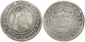 Dänemark
Frederik III., 1648-1670
Krone 1651. schön/sehr schön, gelocht, selten