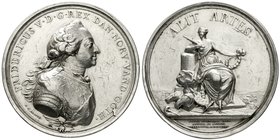 Dänemark
Frederik V., 1746-1766
Silberne Preismedaille der Kunstakademie Kopenhagen, verliehen ab 1754 von Arbien. Geharnischtes Brb. r. mit Elefant...