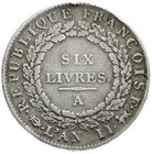 Frankreich
Erste Republik, 1793-1804
Ecu des six Livres 1793 A. Paris sehr schön, Randfehler