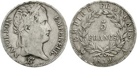 Frankreich
Napoleon I., 1804-1814, 1815
5 Francs 1812 A, Paris. schön/sehr schön, Randfehler