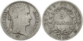Frankreich
Napoleon I., 1804-1814, 1815
5 Francs 1812 W, Lille. schön, Randfehler