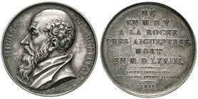 Frankreich
Ludwig XVIII., 1814, 1815-1824
Silber-Suitenmedaille (Galérie métallique...) 1817 v. Caunois, auf Michel de l'Hospital. 41 mm, 40,86 g. v...