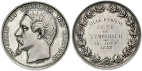 Frankreich
Napoleon III., 1852-1870
Silbermedaille 1853 von Barre, auf den kaiserlichen Besuch in Amiens. 49 mm, 64,53 g. sehr schön/vorzüglich, ber...
