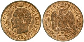 Frankreich
Napoleon III., 1852-1870
5 Centimes 1853 W, Lille. fast Stempelglanz