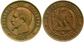 Frankreich
Napoleon III., 1852-1870
10 Centimes 1857 MA, Marseille. sehr schön/vorzüglich, kl. Randfehler, selten