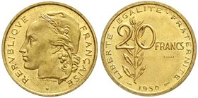 Frankreich
Vierte Republik, 1947-1958
20 Francs ESSAI 1950 von A. Guzman. prägefrisch, selten