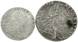 Großbritannien
George III., 1760-1820
2 Stück: Shilling und Sixpence 1787. Mit Herzen. sehr schön, schöne Patina