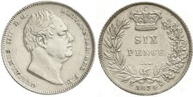 Großbritannien
William IV., 1830-1837
Sixpence 1834. vorzüglich