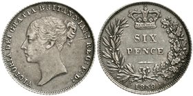 Großbritannien
Victoria, 1837-1901
Sixpence 1859. vorzüglich, schöne Patina