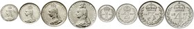 Großbritannien
Victoria, 1837-1901
Maundy-Set: 1, 2, 3 und 4 Pence, gemischte Jahre 1890/1891/1892. 1 P. Kratzer. sehr schön bis vorzüglich