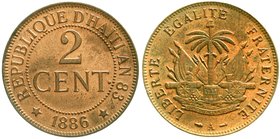 Haiti
2 Centimes 1886 A, Paris. vorzüglich/Stempelglanz, selten in dieser Erhaltung
