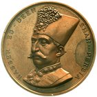 Iran
Nasir al-Din Shah, 1848-1896 (AH 1264-1313)
Bronzemedaille 1873, v. A.B. Wyon. Auf seinen Besuch in London am 20. Juni 1873. Brustbild mit Kapp...