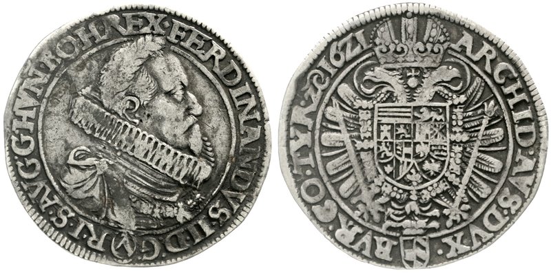 Haus Habsburg
Ferdinand II., 1619-1637
Reichstaler 1621, Wien. fast sehr schön...