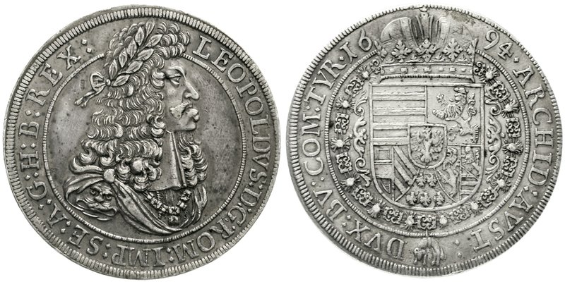 Haus Habsburg
Leopold I., 1657-1705
Reichstaler 1694. Hall. Mit Löwenschulter....