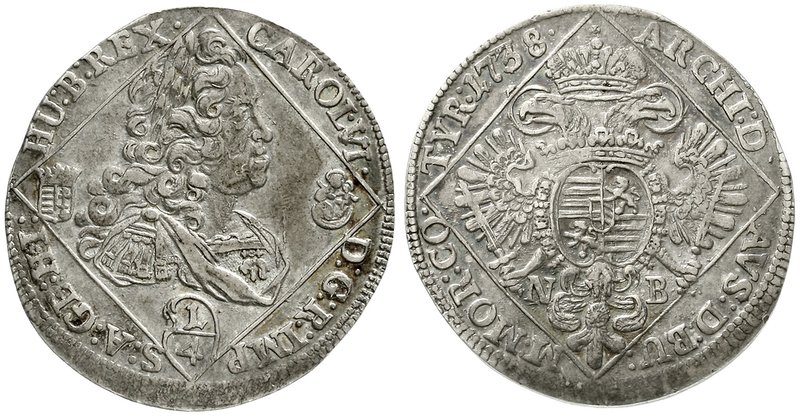 Haus Habsburg
Karl VI., 1711-1740
1/4 Taler 1738 NB Nagybanya. sehr schön