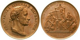 Haus Habsburg
Franz II.(I.), 1792-1835
Bronzemedaille 1835. Auf seinen Tod. Stempel von Loos und Koenig. Kopf mit Eichenlaub rechts/Austria, Pannoni...