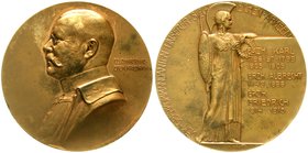 Haus Habsburg
Erzherzog Friedrich, 1856-1936
Große Bronzemedaille 1915 von Hartig. Brb. l./Athena steht r. 64 mm. vorzüglich