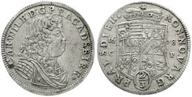 Anhalt-Zerbst
Carl Wilhelm, 1667-1718
2/3 Taler 1678 CP. sehr schön, min. justiert