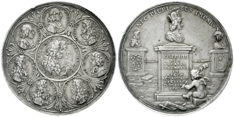 Augsburg-Stadt
Silbermedaille 1690 von P. H. Müller. Krönung Josephs zum römisc...