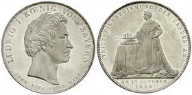 Bayern
Ludwig I., 1825-1848
Geschichtstaler 1825. Regierungsantritt. fast Stempelglanz, Prachtexemplar