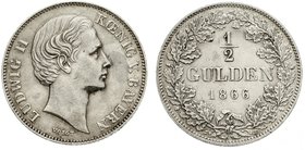 Bayern
Ludwig II., 1864-1886
1/2 Gulden, Kopf ohne Scheitel 1866. gutes sehr schön