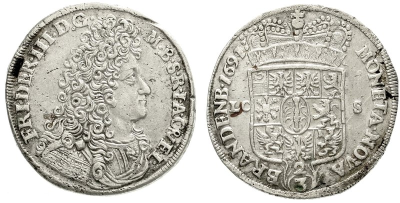 Brandenburg/Preußen
Friedrich III., 1688-1701
2/3 Taler 1691 LCS Berlin. Im St...