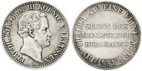 Brandenburg/Preußen
Friedrich Wilhelm III., 1797-1840
Ausbeutetaler 1831 A. sehr schön/vorzüglich, etwas berieben, schöne Patina