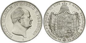 Brandenburg/Preußen
Friedrich Wilhelm IV., 1840-1861
Vereinsdoppeltaler 1855 A, Berlin. fast Stempelglanz, winz. Randfehler