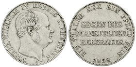 Brandenburg/Preußen
Friedrich Wilhelm IV., 1840-1861
Ausbeutetaler 1858 A. sehr schön, kl. Kratzer und Randfehler