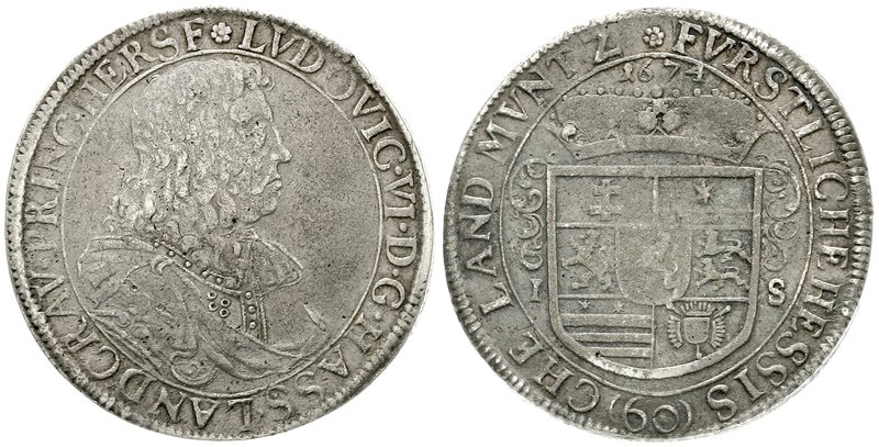 Hessen-Darmstadt
Ludwig VI., 1661-1678
Sortengulden 1674 fast sehr schön, winz...