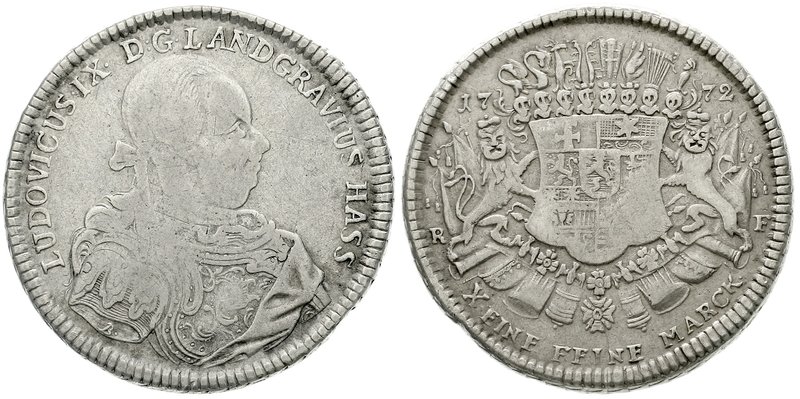 Hessen-Darmstadt
Ludwig IX., 1768-1790
Taler 1772 RF Darmstadt, signiert "B" f...