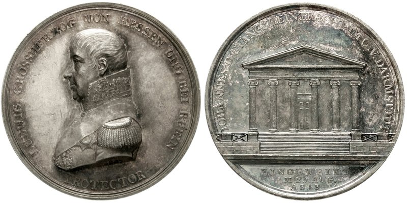 Hessen-Darmstadt
Ludwig I., 1806-1830
Silbermedaille v. Loos 1818 auf die Einw...