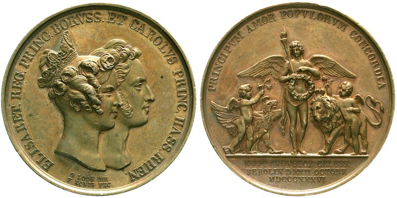 Hessen-Darmstadt
Ludwig II., 1830-1848
Bronzemedaille 1836 von König u. Loos. ...