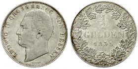 Hessen-Darmstadt
Ludwig II., 1830-1848
1/2 Gulden 1839. vorzüglich, winz. Randfehler, kl. Kratzer